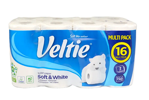 Туалетний папір Veltie Soft White 16 рулонів 3 шари 5901478009685