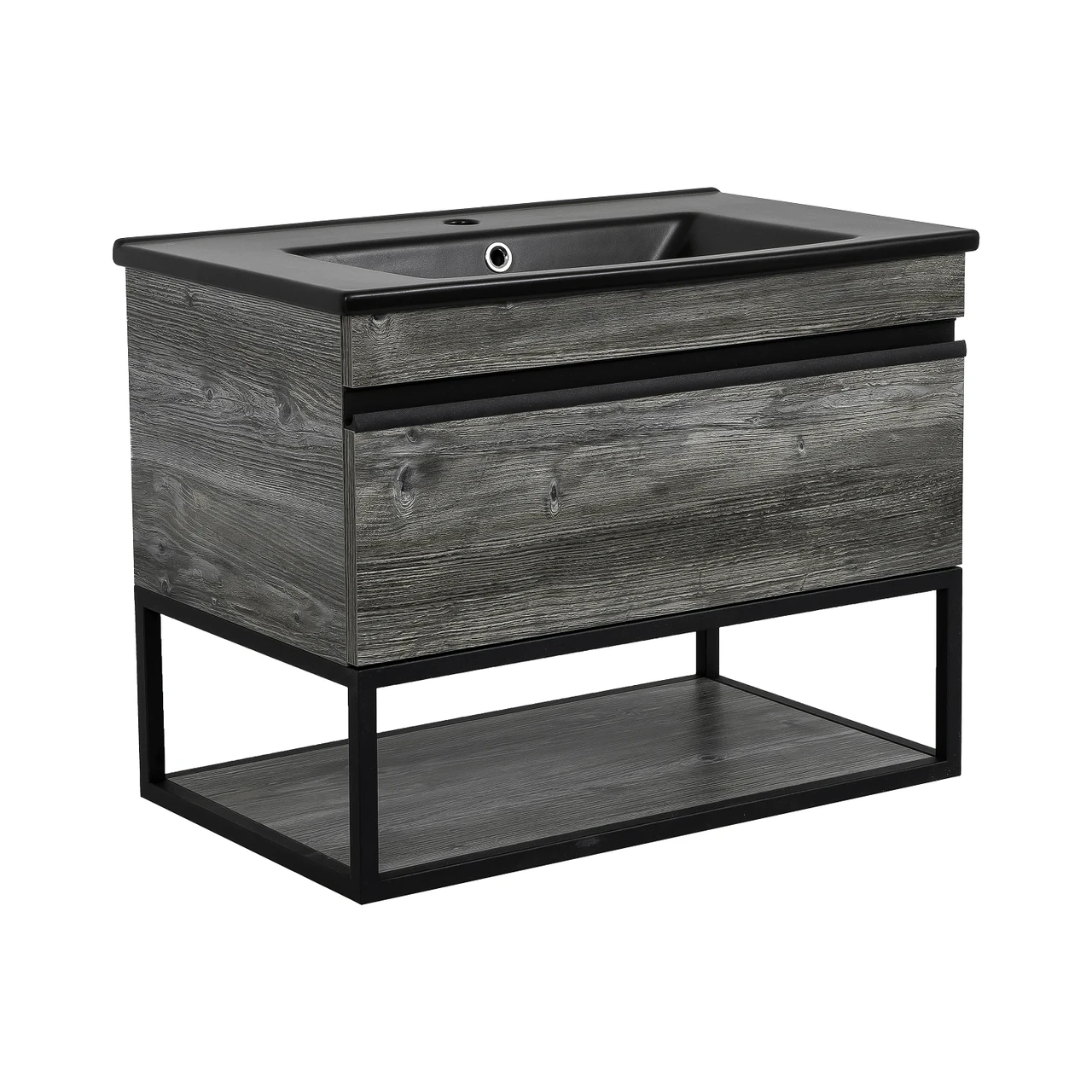 Тумба Loft-Iron (дуб морас) 75 см з умивальником Arte BLACK консольна, фото 1