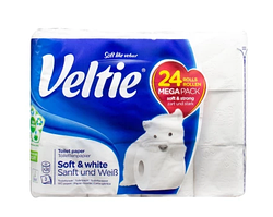 Туалетний папір Veltie Soft White 24 рулонів 3 шари 5901478009623
