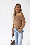 Жіночий в'язаний светр із закотом і відкритими плечима (р. 42-46) 4043371, фото 9