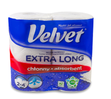 Паперові рушники Velvet Extra Long 2 шари 90 відривів 2 рулони 5901478998828