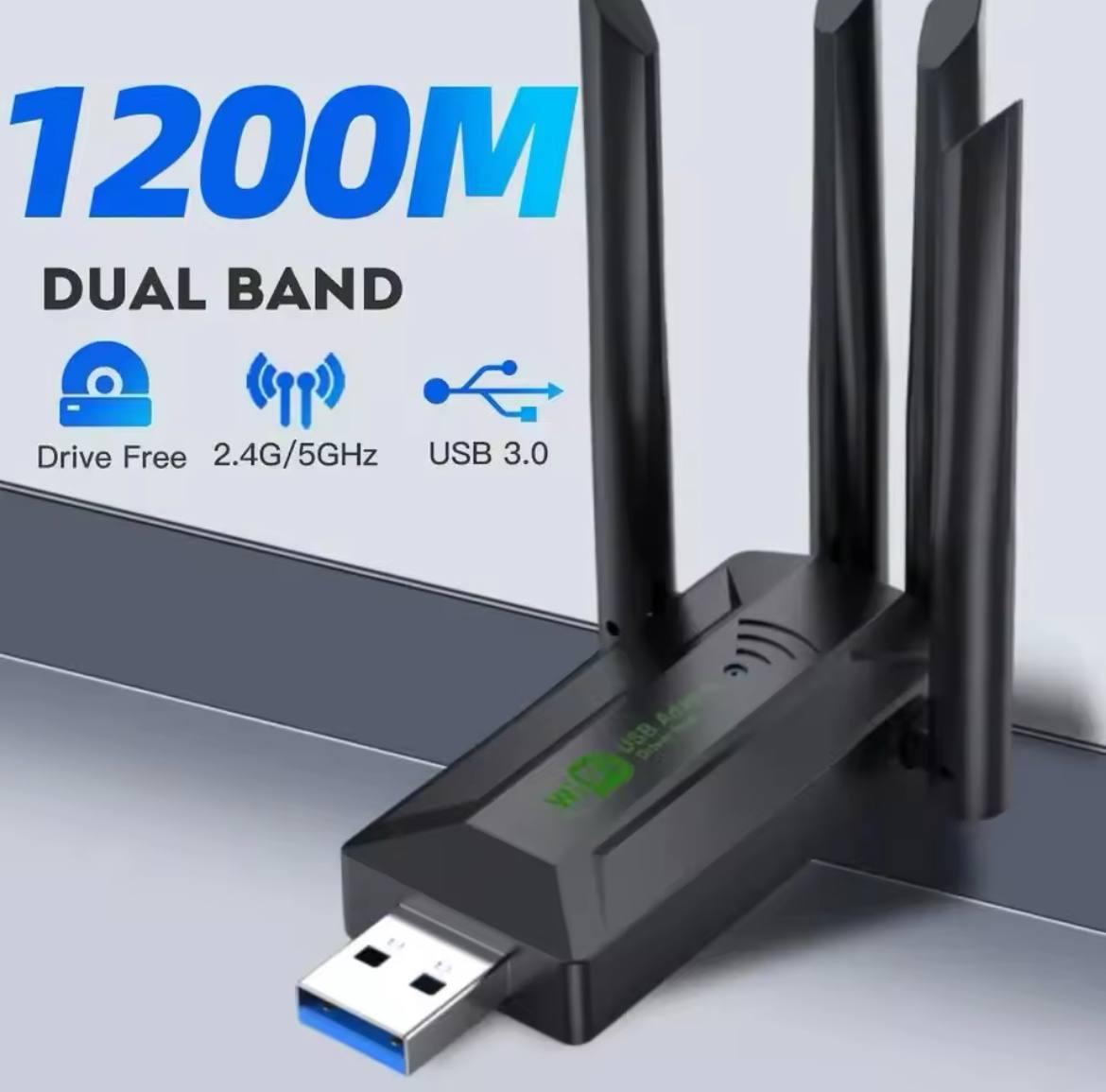 Двухдиапазонный USB 3.0 WiFi адаптер 1200Mbps 2.4+5Ghz с 4 антеннами