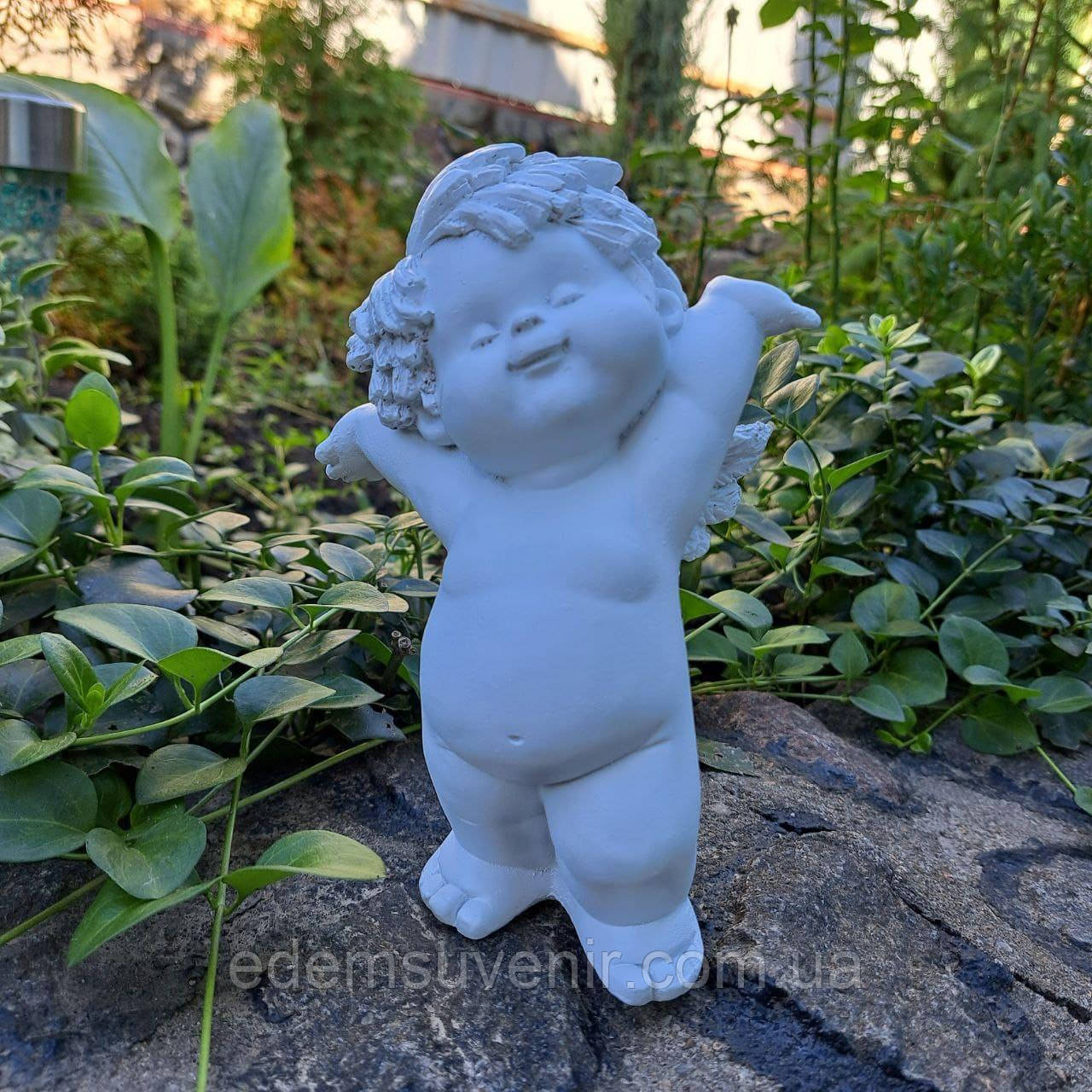 Фігурка ангела - Янгол стоїть, малий (16×12×7 см), статуетка янгол із полістоуну для дому і саду