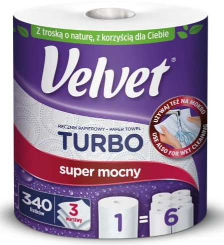 Рушники паперові Velvet Turbo 3 шари 300 відривів 5901478002730