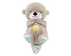 Дитяча інтерактивна м'яка іграшка "Видра" дихаюча, нічник музичний для сну з підсвіткою, сірий, фото 5