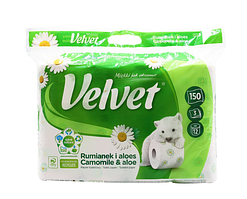 Туалетний папір Velvet Білий з ароматом ромашки 3 шари 12 рулонів 150 відриву 5901478998637