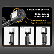 Монопод-штатив LUX100 RT-7 з блютуз кнопкою і led лампою для телефону з пультом палиця для селфі, фото 4