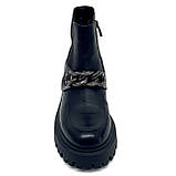 Черевики чорні жіночі шкіряні на шерсті із цепочкою Liliya Z345k27 розмір 36, фото 3