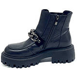 Черевики чорні жіночі шкіряні на шерсті із цепочкою Liliya Z345k27 розмір 36, фото 2