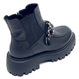 Черевики чорні жіночі шкіряні на шерсті із цепочкою Liliya Z345k27 розмір 36, фото 7