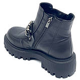 Черевики чорні жіночі шкіряні на шерсті із цепочкою Liliya Z345k27 розмір 36, фото 5