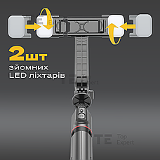 Монопод LUX100 RT-6 для телефону з LED підсвічуванням смартфона з блютуз кнопкою пультом селфі палиця, фото 3