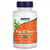Кора мурашиного дерева NOW Foods Pau D'Arco 500 mg - 100 веган капс
