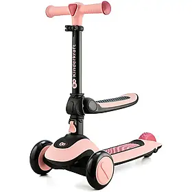 Самокат триколісний дитячий Kinderkraft Halley Rose Pink (сидіння, підсвічування)