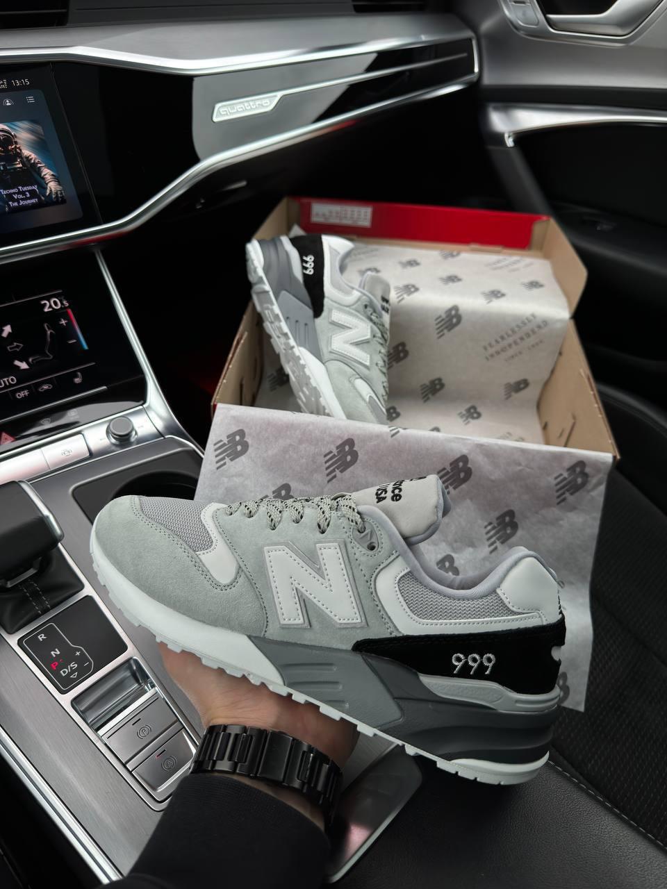 Чоловічі кросівки замша текстиль New Balance 999 Grey White, кеди чоловічі Нью Беланс сірі 43