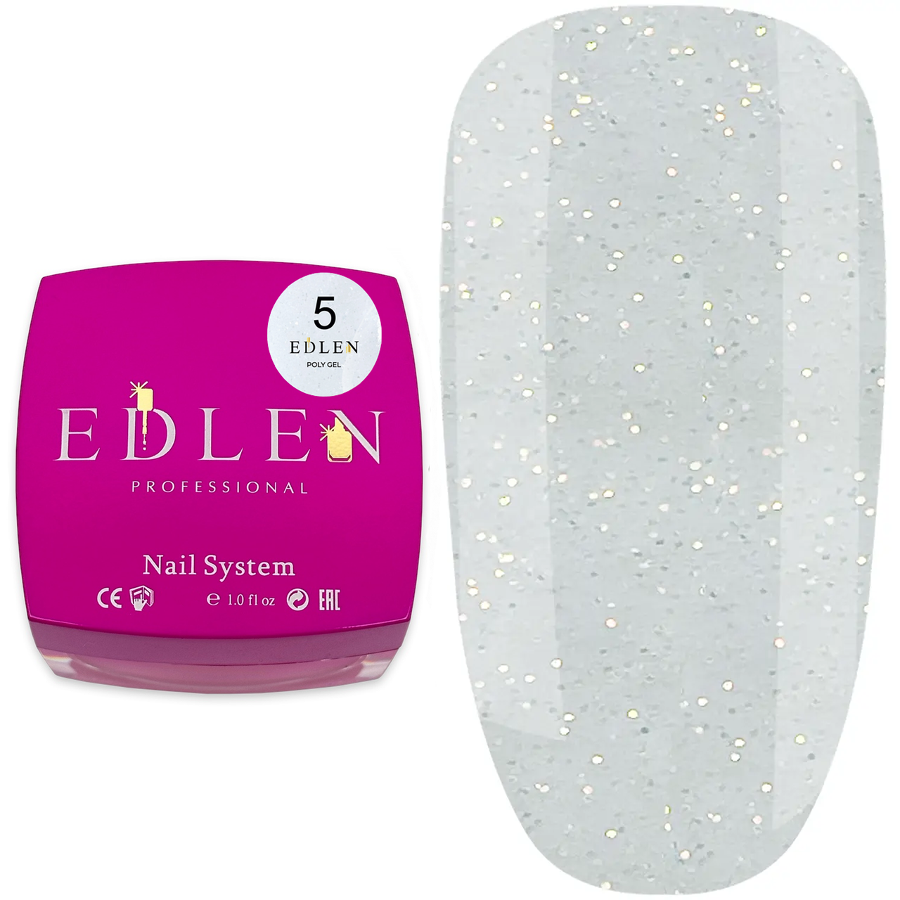 Полігель EDLEN Professional Poly gel №5, 30 мл молочний із шиммером