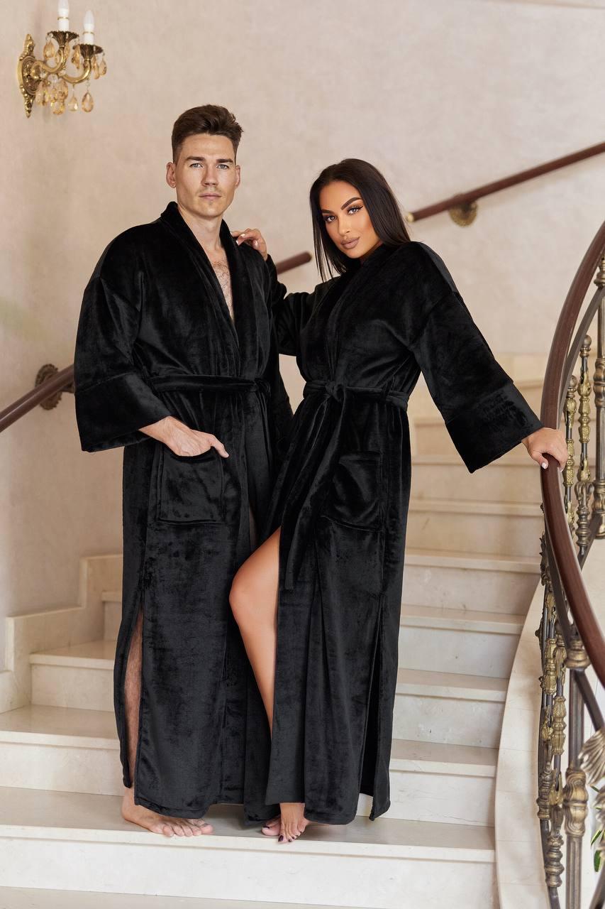 Халат з розрізами унісекс  у чорному кольорі, фото 1