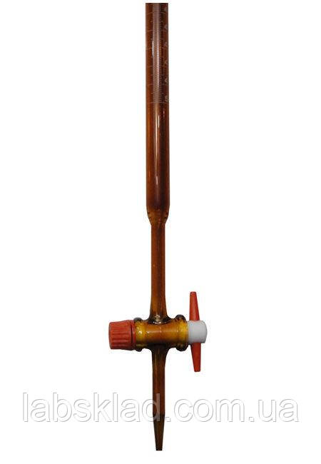 Бюретка з краном 1-2-25-0,1 темне скло Україна, фото 1