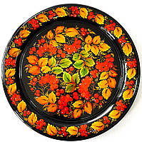 Тарілка декоративна Петриківський розпис КАЛИНА ручної роботи з дерева 30 см Український сувенір
