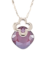 Кулон Xuping колір Родій з кр-ми Swarovski на ланцюжку "Кристал Dark Red з квіточкою" дл. 39-44см х 2мм