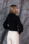 Жіноча в'язана кофта коротка в спортивному стилі на блискавці з капюшоном (р. 42-46) 4043372, фото 8