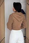 Жіноча в'язана кофта коротка в спортивному стилі на блискавці з капюшоном (р. 42-46) 4043372, фото 9