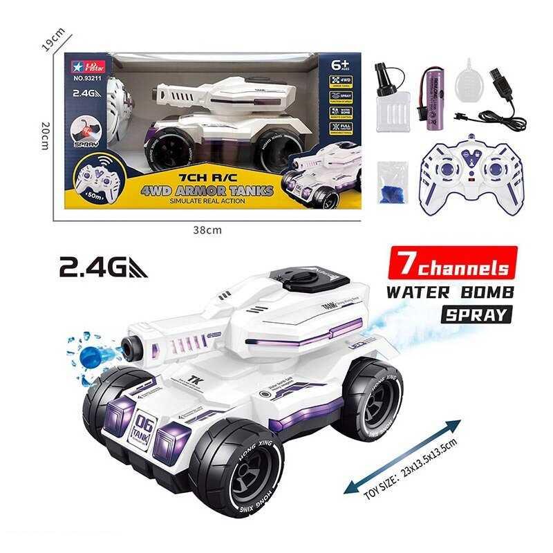 Танк на пульті керування 93211, парогенератор, що стріляє орбізами, акумулятор 3.7 V, світло, звуки, фото 1