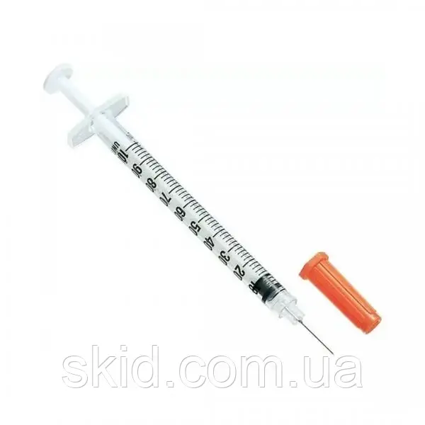 Шприц інсуліновий 1 мл U-100 Medicare 3-компонентний з голкою 29G (0,33 х 13 мм)