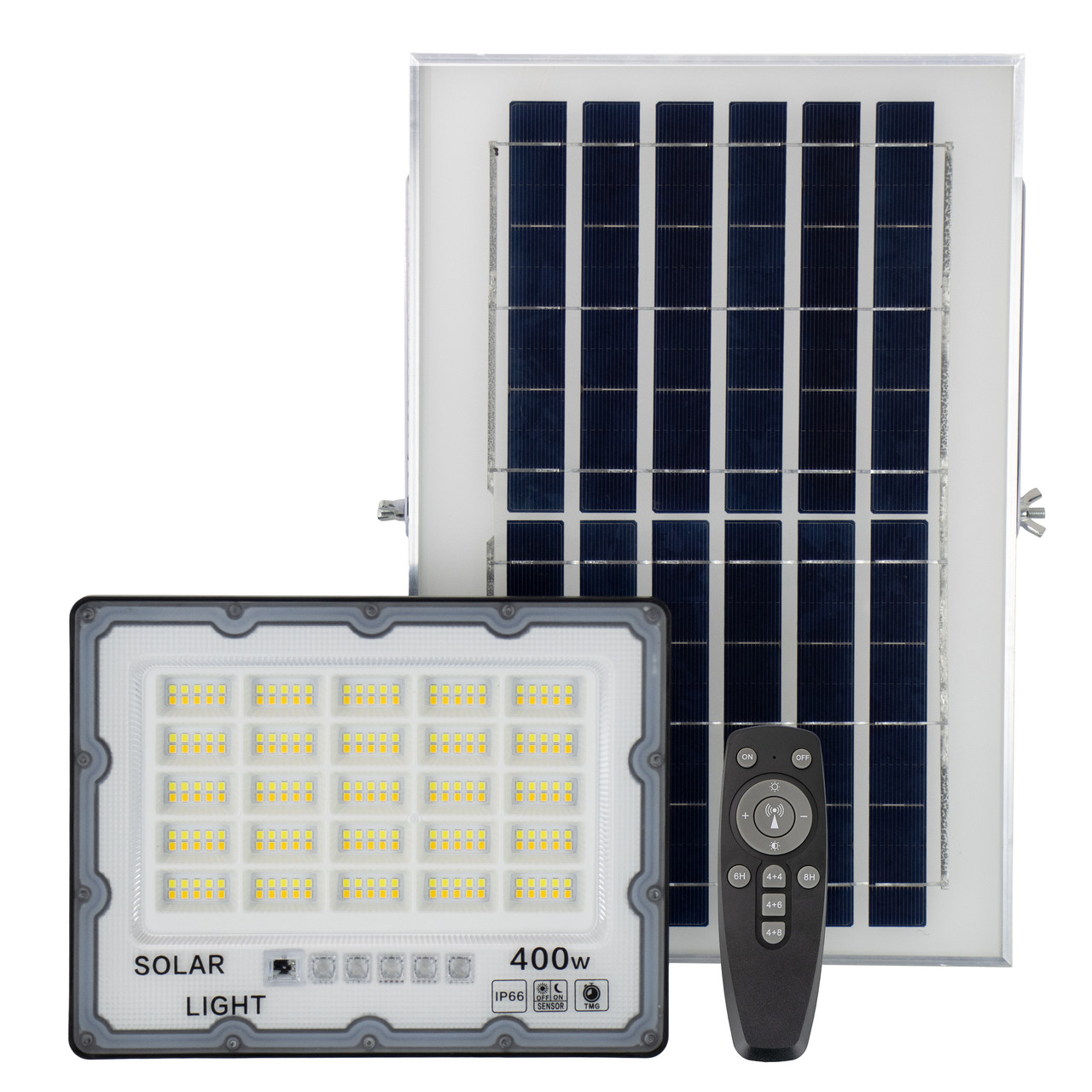 Прожектор вуличний із сонячною панеллю та датчиком світла Greelite JX-400 400W з пультом (8956)