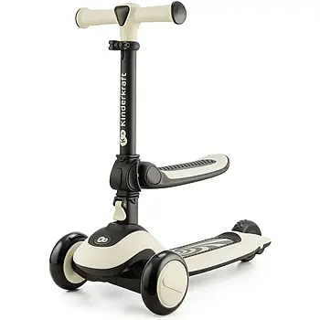 Самокат триколісний дитячий Kinderkraft Halley Stone White (сидіння, підсвічування)