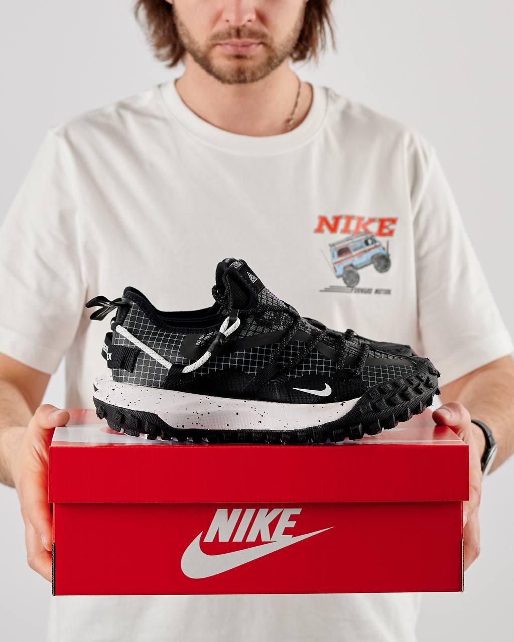 Кросівки чоловічі Nike Acg Mountain Fly Low Black White Взуття Найк Маунтін Флай чорно-білі текстиль демісезон