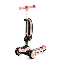 Самокат триколісний дитячий Kinderkraft Halley Rose Pink (сидіння, підсвічування), фото 3