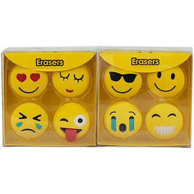 Гумка 4шт Смвйлик в пласт.упаковці №8406 1-591 (23880)