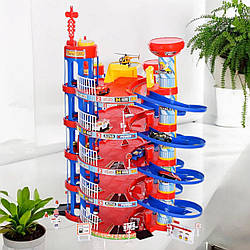 Дитячий реалістичний гараж, 5 рівнів, 7 машинок, вертоліт, 53 предмети, модель 0908-56Б