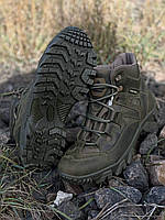 Ботинки тактические зимние Ukr-Tec олива на евроовчине Военные армейские ботинки из кожи со вставками Cordura