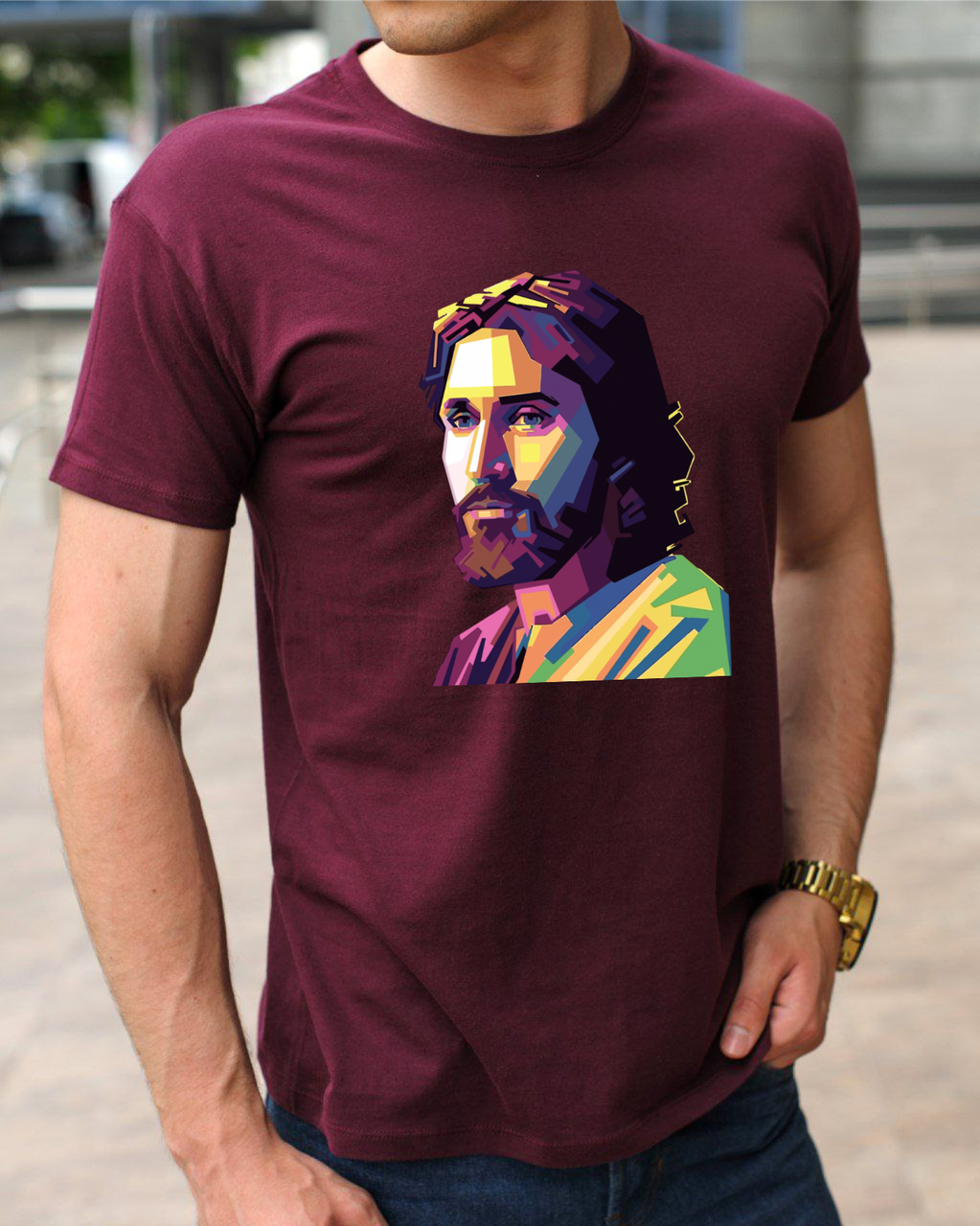 Православні чоловічі футболки принт портрет Ісуса, бавовняні х/б розмір S, фото 1