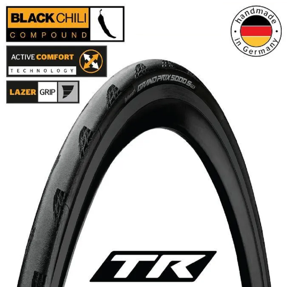 Покришка безкамерна Continental Grand Prix 5000S чорна, складна BlackChili, Active Comfort Technology, Lazer