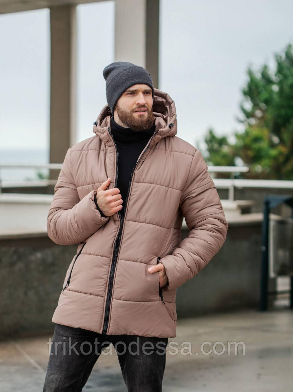 Куртка чоловіча беж 41812дг батал р.46-48 та 54-56 тепла, фото 1