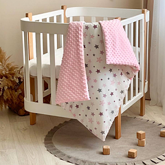 Плед-конверт з ковдрою на Minky Stars Stars сіро-рожевий