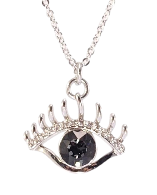 Кулон Xuping Родій з кр-ми Swarovski на ланцюжку "Око з кристалом Jet" довжина 39-44см х 1мм