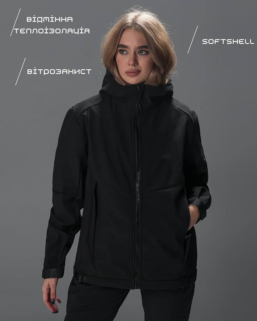 Куртка жіноча чорна Softshell Робокоп 2.0, фото 1