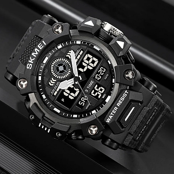 Годинник чоловічий чорний водонепроникний з підсвічуванням датою спортивний протиударний будильник Skmei Armor Pro