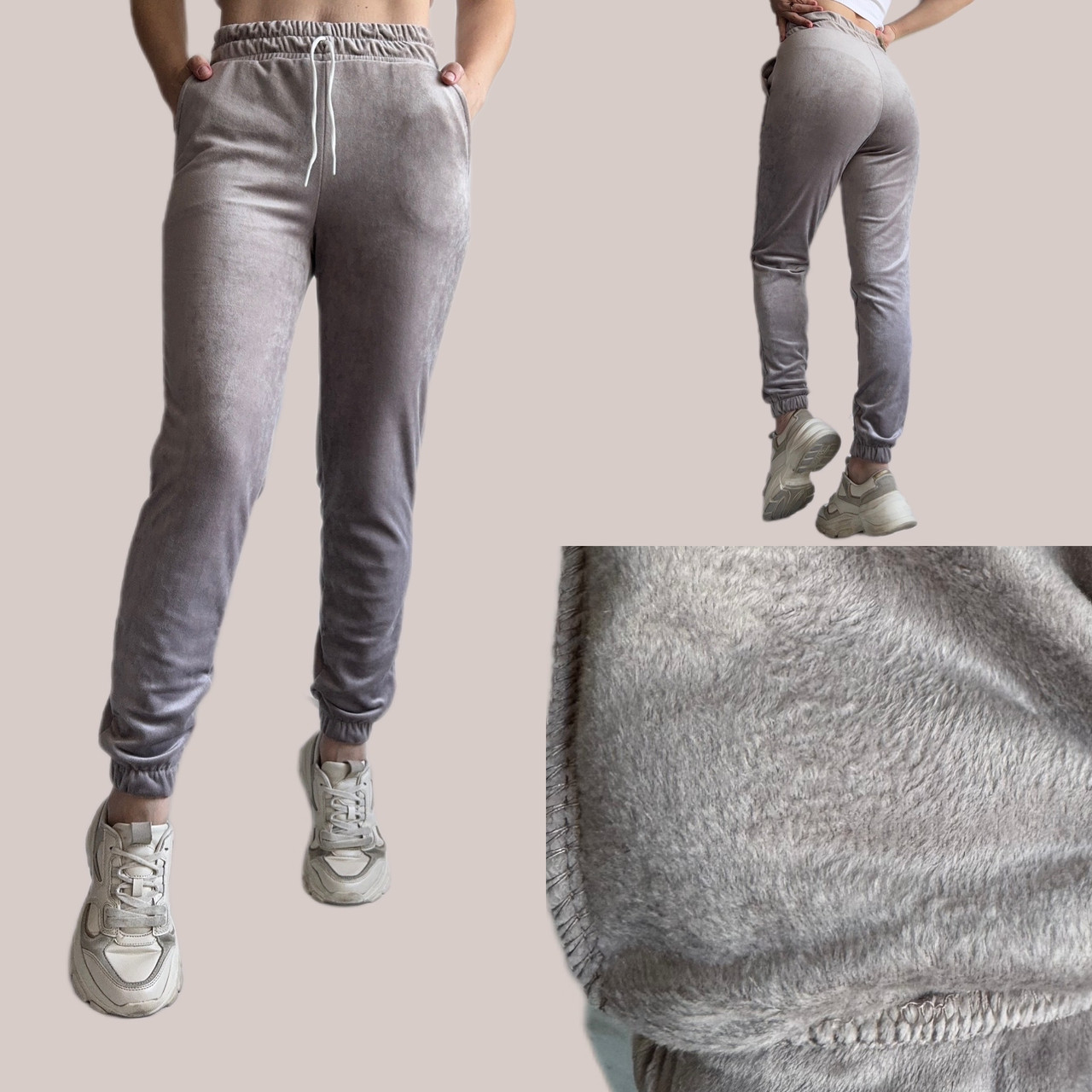 Стильні велюрові штани, No 0170 світло. фіолетовий