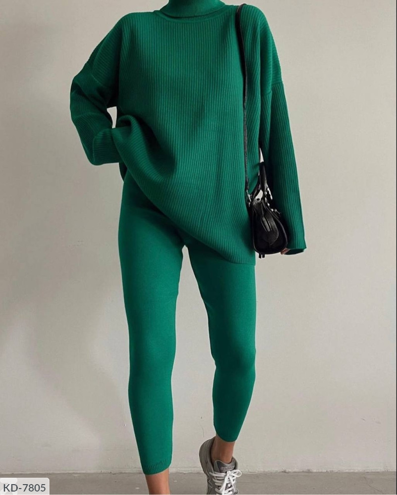 Хітовий комплект на кожен день жіночий костюм гольф і лосіни в рубчик 46-48, фото 1