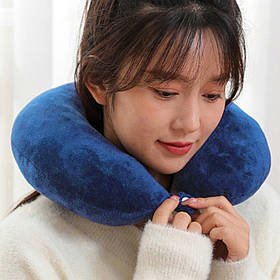 Ортопедична подушка для подорожей Monochrome 30x25см (Дорожня подушка для шиї) Синій