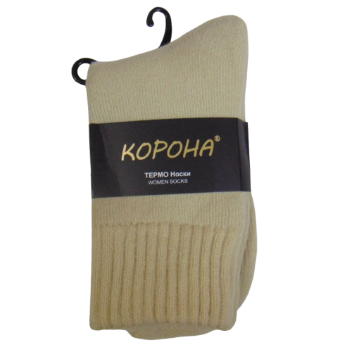 Шкарпетки термоальпака пухові всередині Корона 36-41 бежеві 2570, фото 1