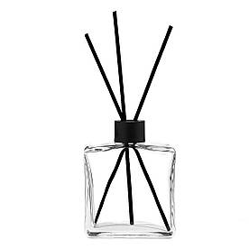 Прозорий флакон для аромадифузору 100 мл "Mature" із чорною кришкою
