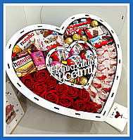 Подарунковий бокс із цукерками та мильними трояндами, Набір солодощів, Подарунки з цукерок, Солодкий бокс