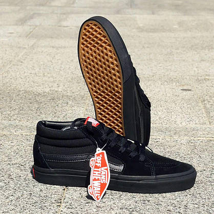 Кеди Високі Vans Old Skool ALL Black чорні замша чоловічі ванс демісезон унісекс, фото 3