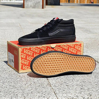Кеди Високі Vans Old Skool ALL Black чорні замша чоловічі ванс демісезон унісекс, фото 4